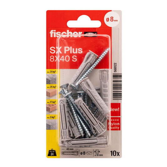 Blister bucha+parafus8x40mm sk nv 10 unid. 568122 fischer_0