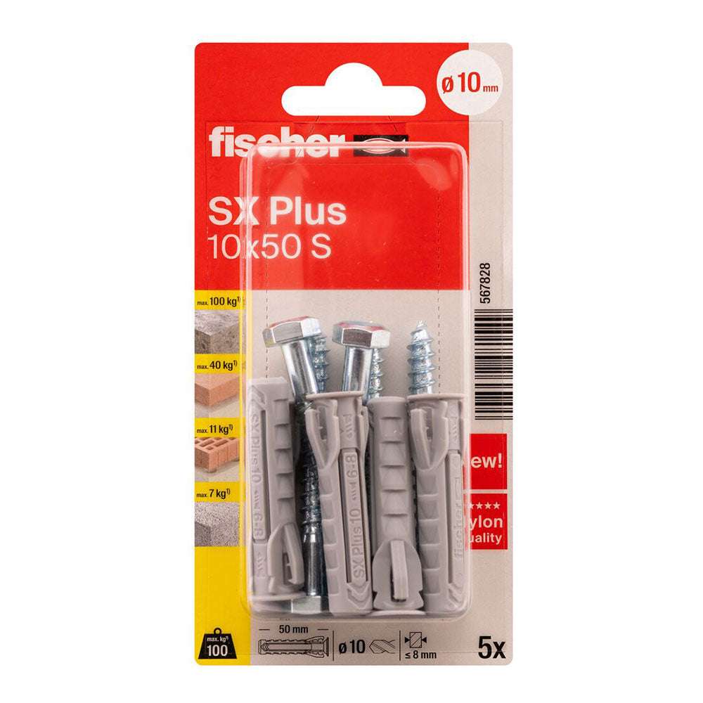 Blister bucha+parafuso fischer sx 10x50mm sk nv 5 unid. 567828_0