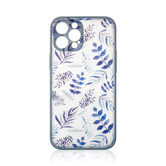 Design Case for iPhone 12 Pro Max flower case dark blue_0