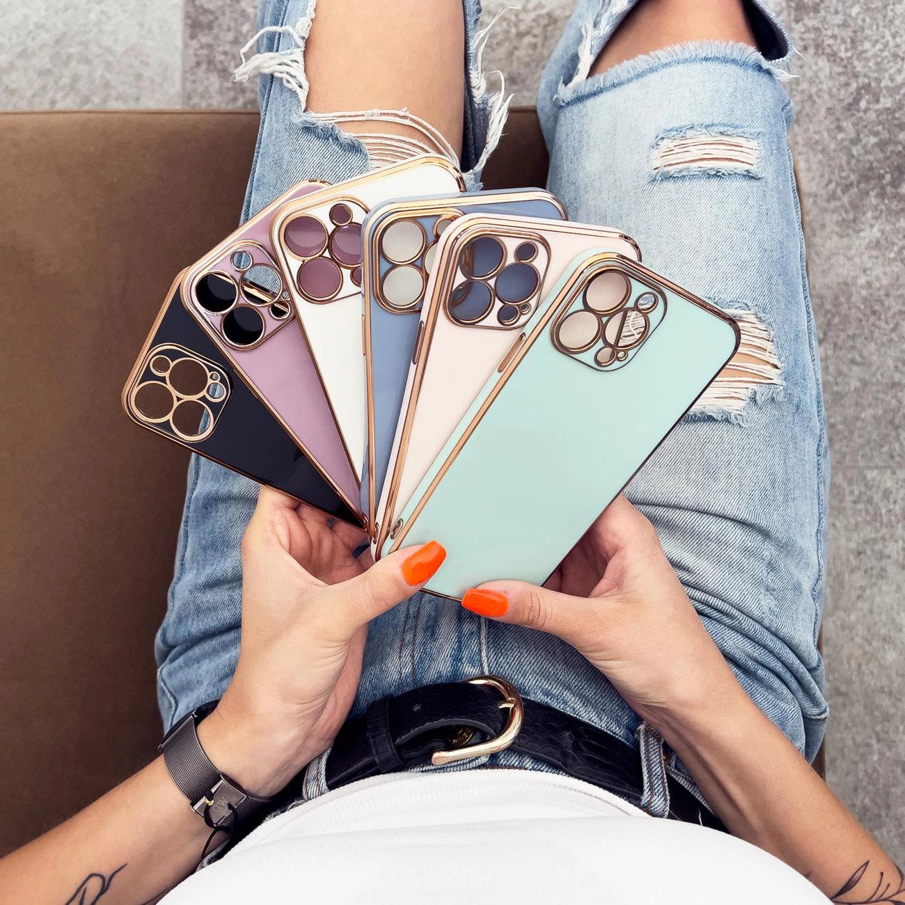 Lighting Color Case for Xiaomi Redmi Note 11 gel cover with gold frame purple_7