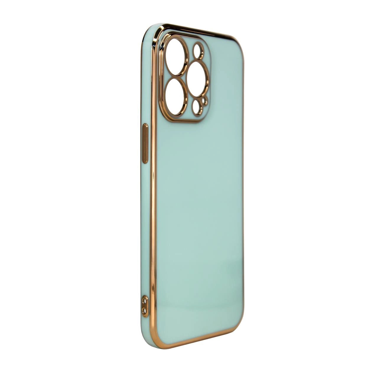 Lighting Color Case for iPhone 12 Pro Max, gel cover with a gold frame, mint_1
