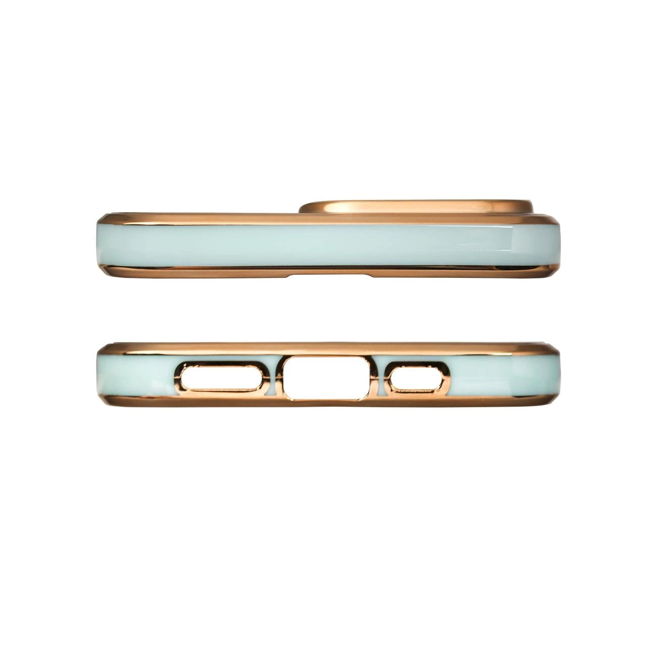 Lighting Color Case for iPhone 12 Pro Max, gel cover with a gold frame, mint_2