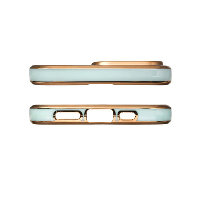 Lighting Color Case for iPhone 12 Pro Max, gel cover with a gold frame, mint_2