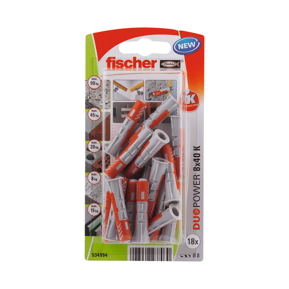 Blister 18 buchas duopower Ã¸8x40mm 534994 fischer_0