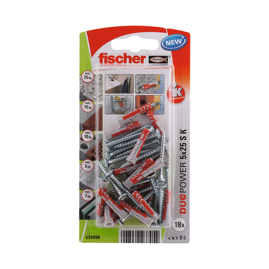 Blister 18 buchas+parafusos duopower Ã¸5x25mm 534996 fischer_0