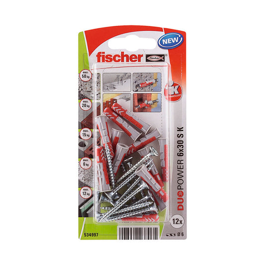 Blister 12 buchas+parafusos duopower Ã¸6x30mm 534997 fischer_0