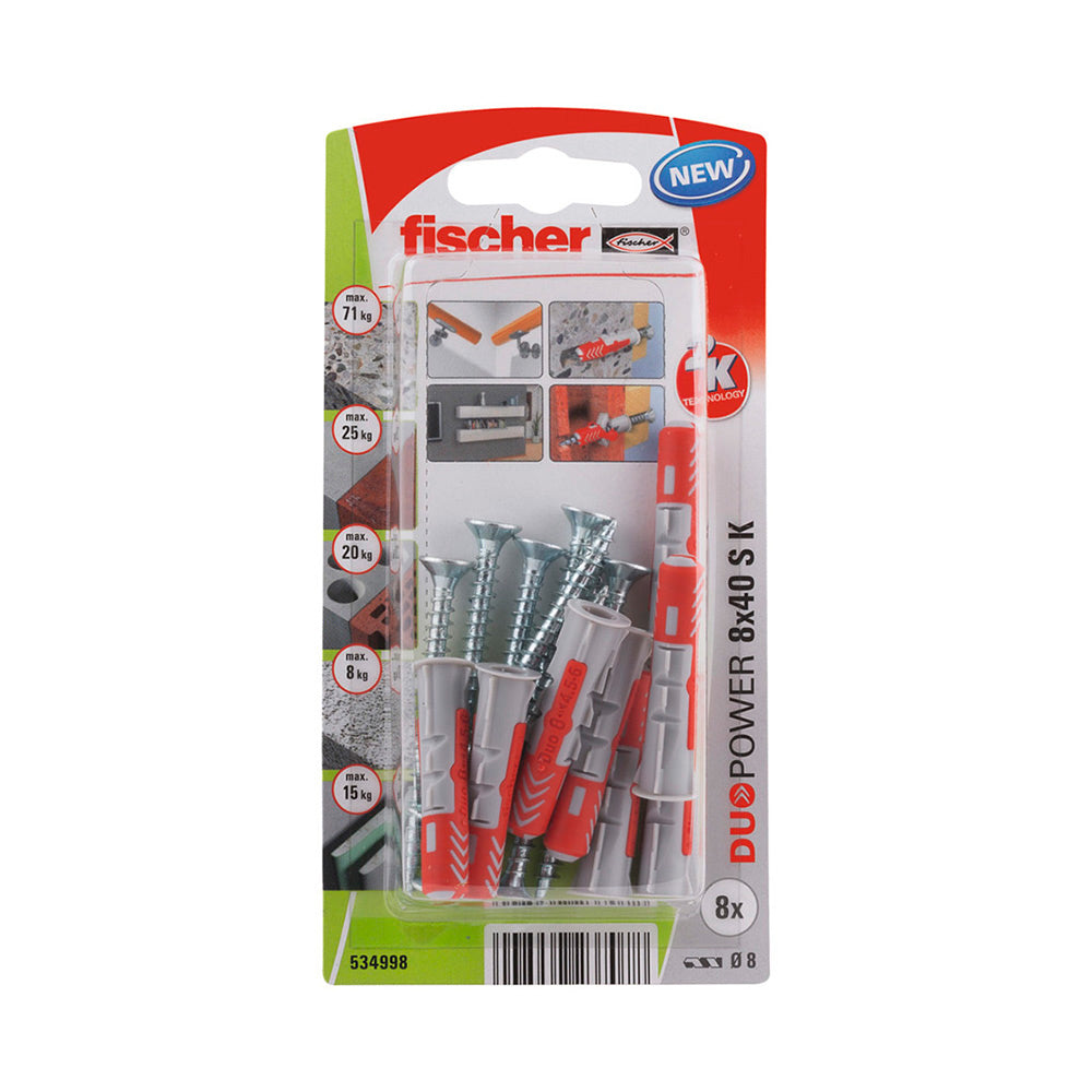 Blister 8 buchas+parafusos duopower Ã¸8x40mm 534998 fischer_0