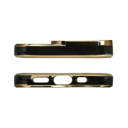 Fashion Case Case for iPhone 13 Pro Max Gold Frame Gel Cover Black_1