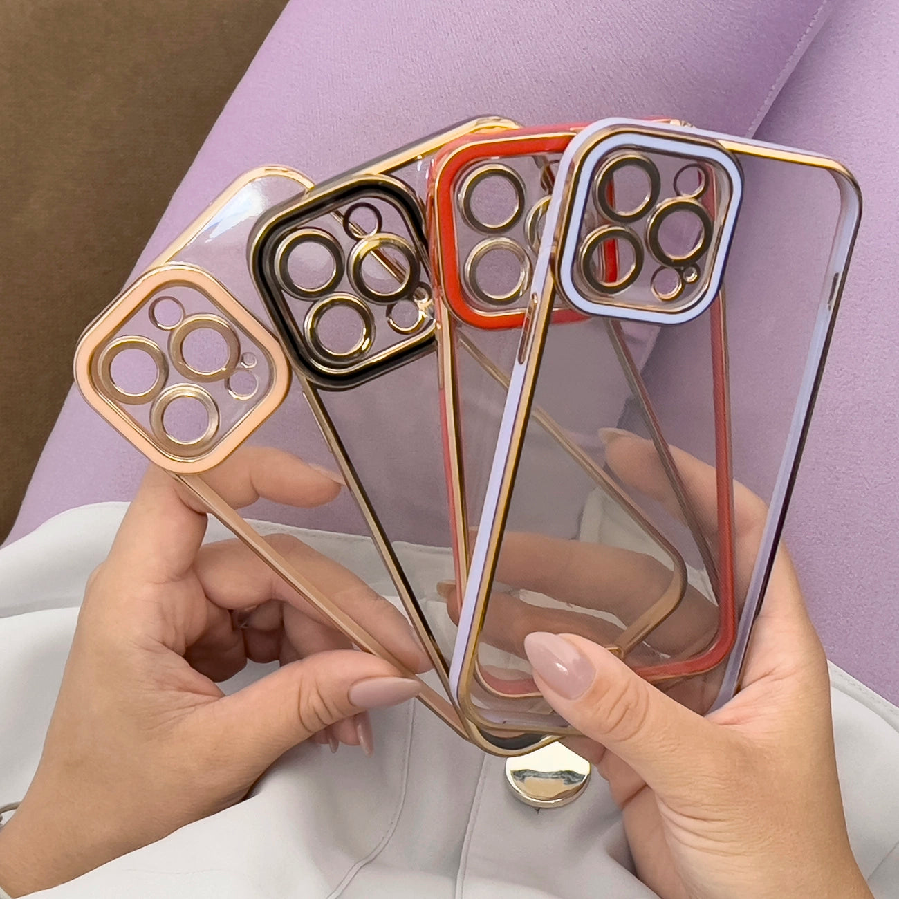 Fashion Case Case for iPhone 13 Pro Max Gold Frame Gel Cover Black_5