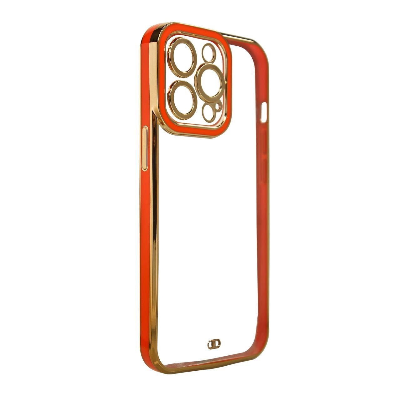 Fashion Case for iPhone 12 Gold Frame Gel Cover Red_0
