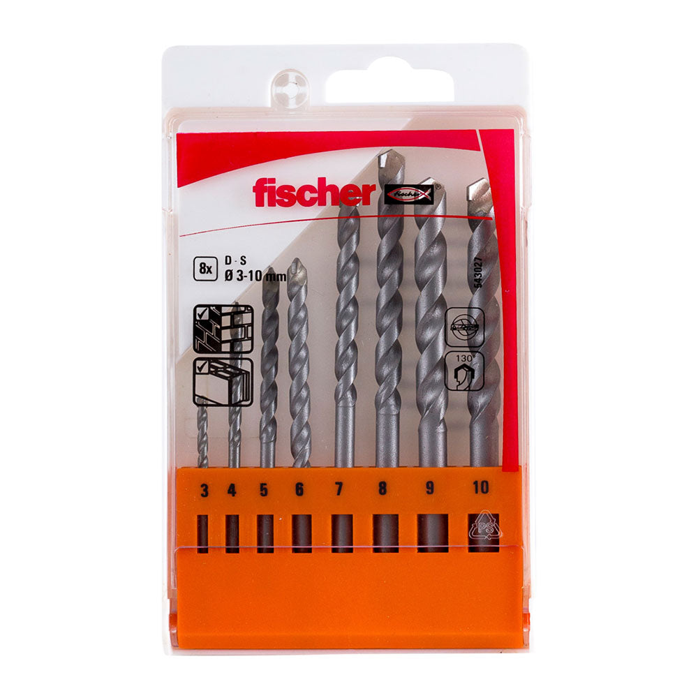 Pack 8 brocas de percussÃ£o s Ã¸3/4/5/6/7/8/9/10mm 543027 fischer_0