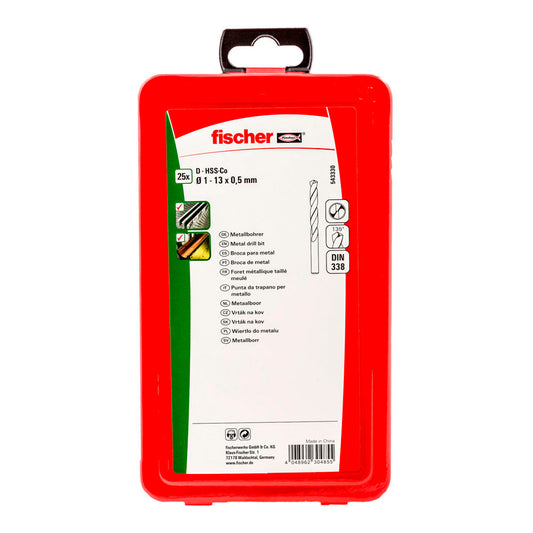 Pack 25 brocas para metal hss-co din338 Ã¸1-13x0,5mm 543330 fischer_0