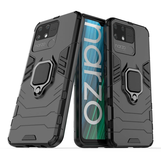 Ring Armor tough hybrid case cover + magnetic holder Realme Narzo 50A black_0