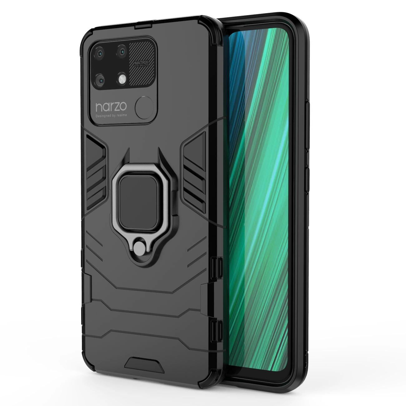 Ring Armor tough hybrid case cover + magnetic holder Realme Narzo 50A black_12