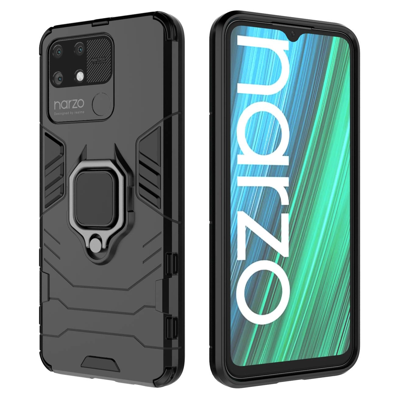 Ring Armor tough hybrid case cover + magnetic holder Realme Narzo 50A black_7
