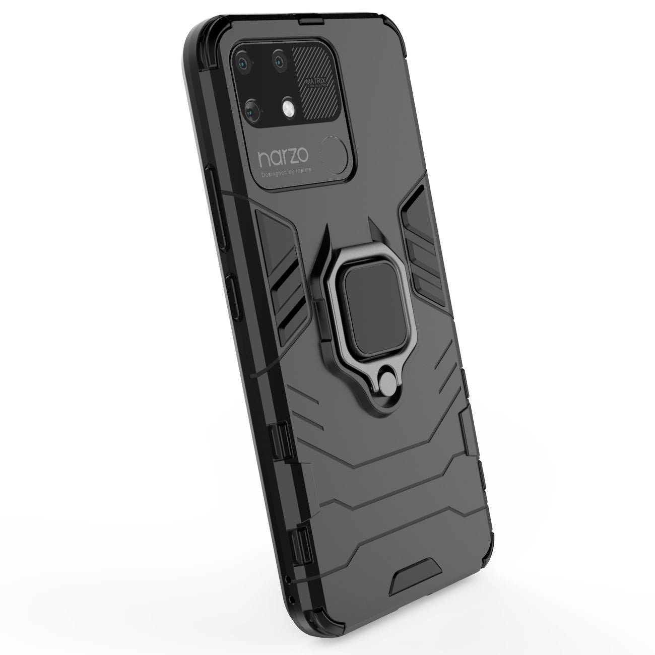 Ring Armor tough hybrid case cover + magnetic holder Realme Narzo 50A black_8