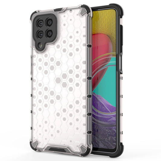 Honeycomb case armored cover with a gel frame for Samsung Galaxy M53 5G transparent_0