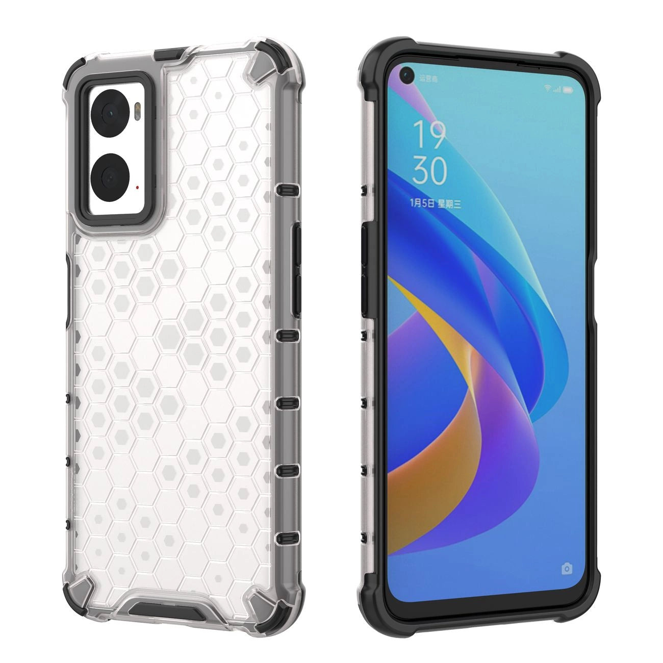 Honeycomb case armored cover with gel frame Oppo A76 / Oppo A36 / Realme 9i transparent_15