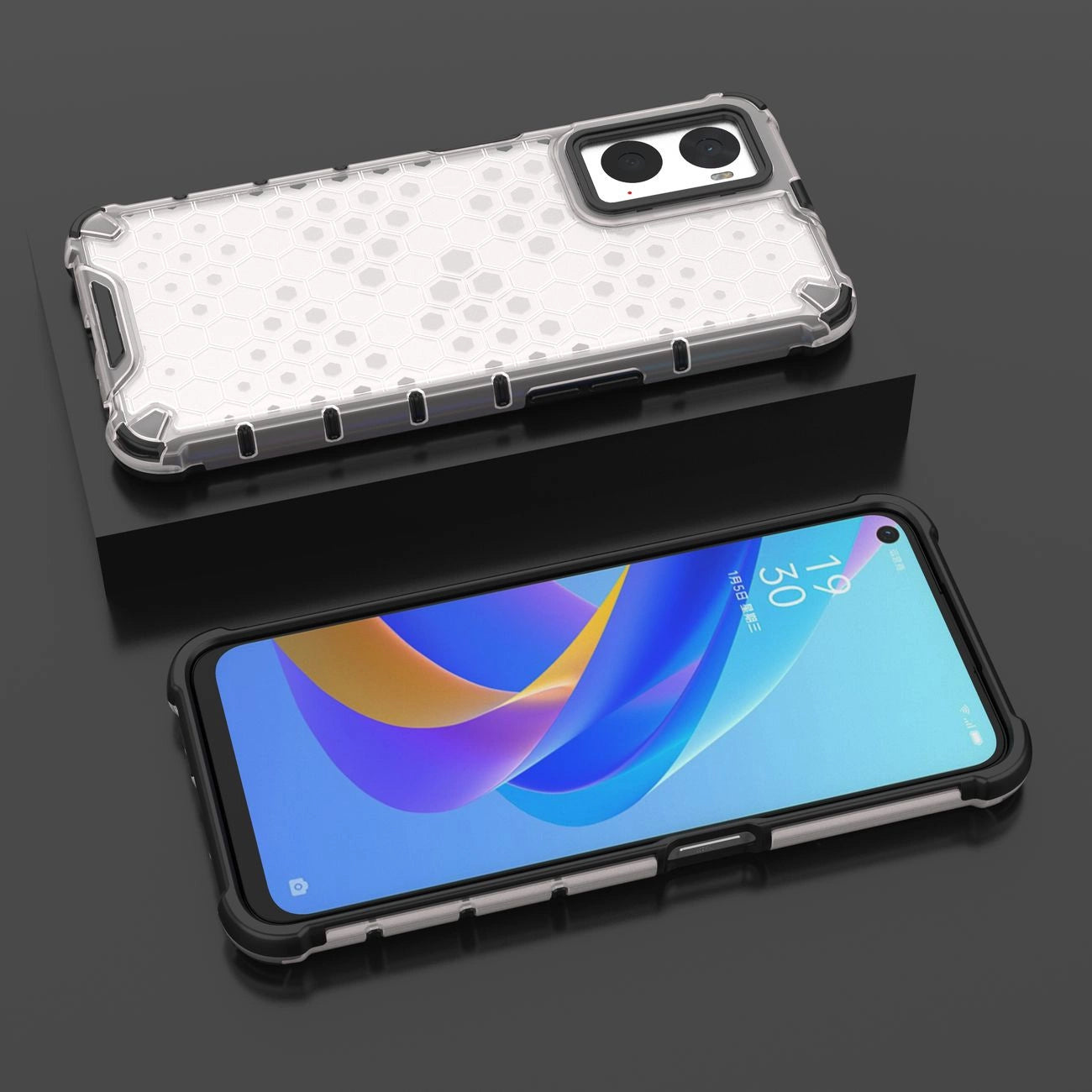 Honeycomb case armored cover with gel frame Oppo A76 / Oppo A36 / Realme 9i transparent_16