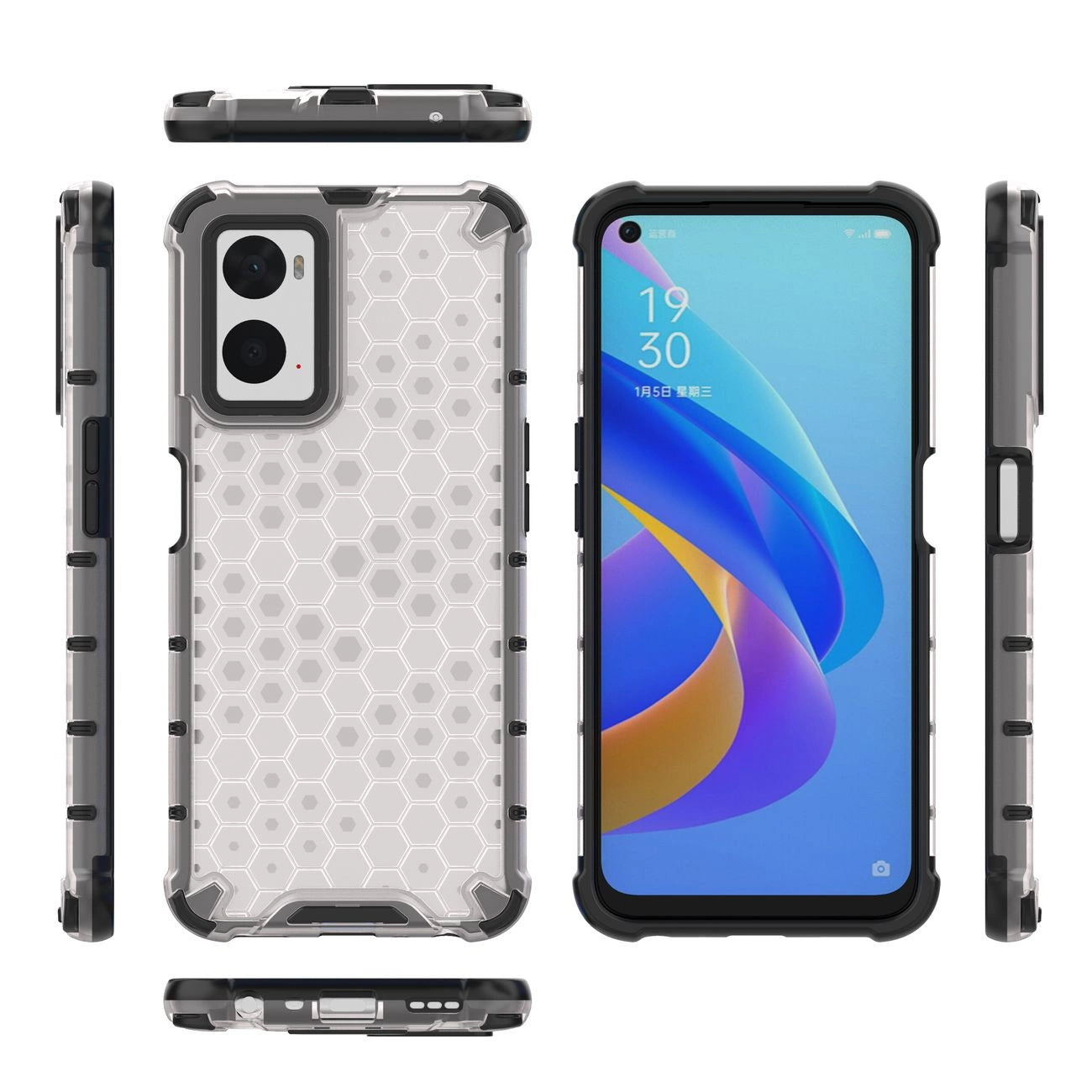 Honeycomb case armored cover with gel frame Oppo A76 / Oppo A36 / Realme 9i transparent_19