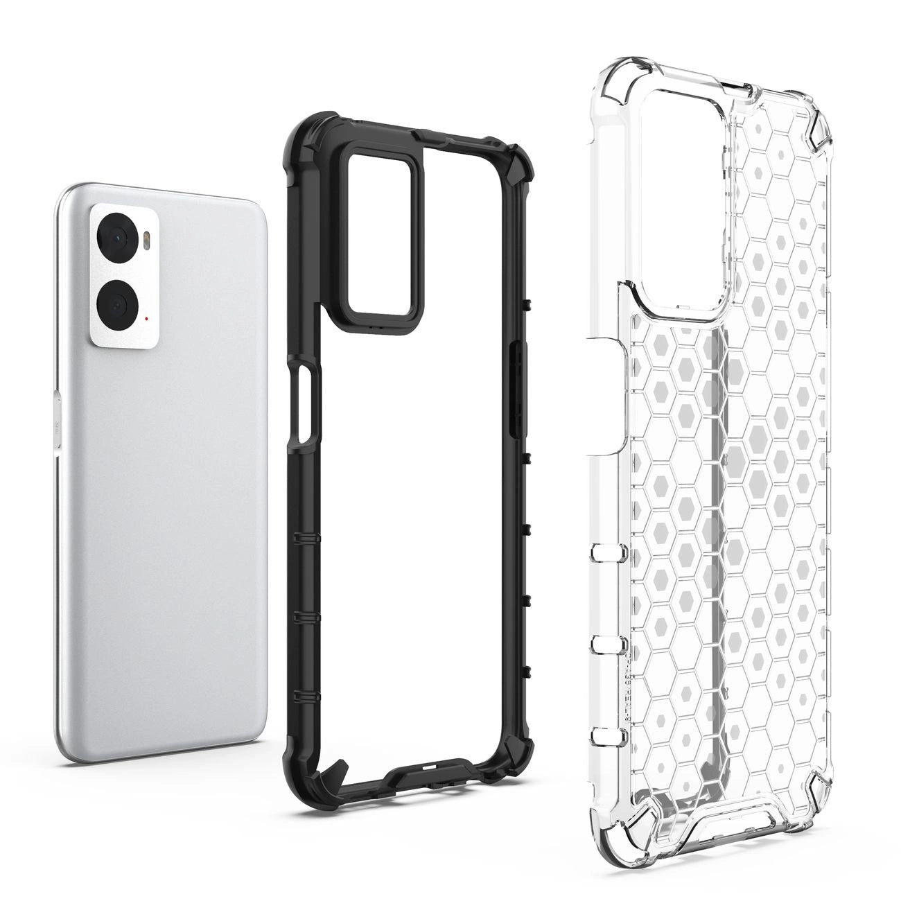 Honeycomb case armored cover with gel frame Oppo A76 / Oppo A36 / Realme 9i transparent_3