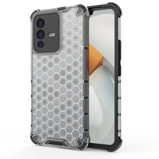 Honeycomb case armored cover with a gel frame for Vivo V23 5G transparent_0