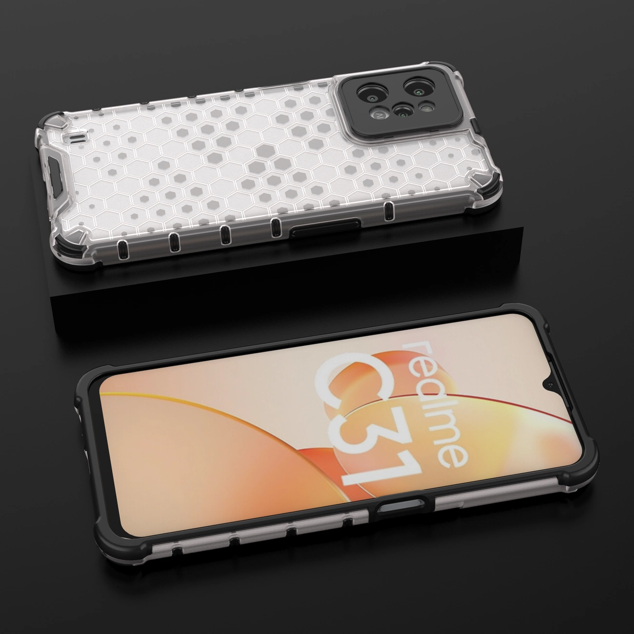 Honeycomb case armored cover with a gel frame Realme C31 transparent_18