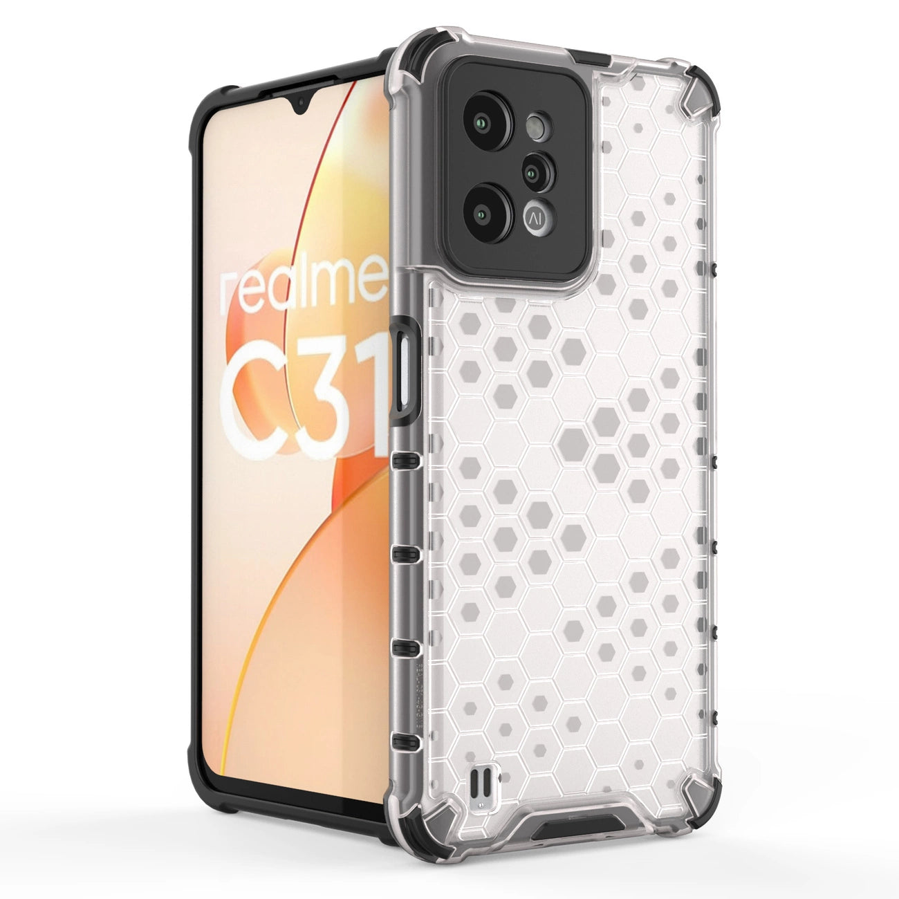 Honeycomb case armored cover with a gel frame Realme C31 transparent_1