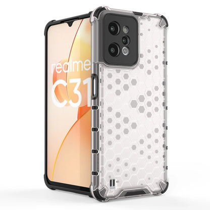 Honeycomb case armored cover with a gel frame Realme C31 transparent_1