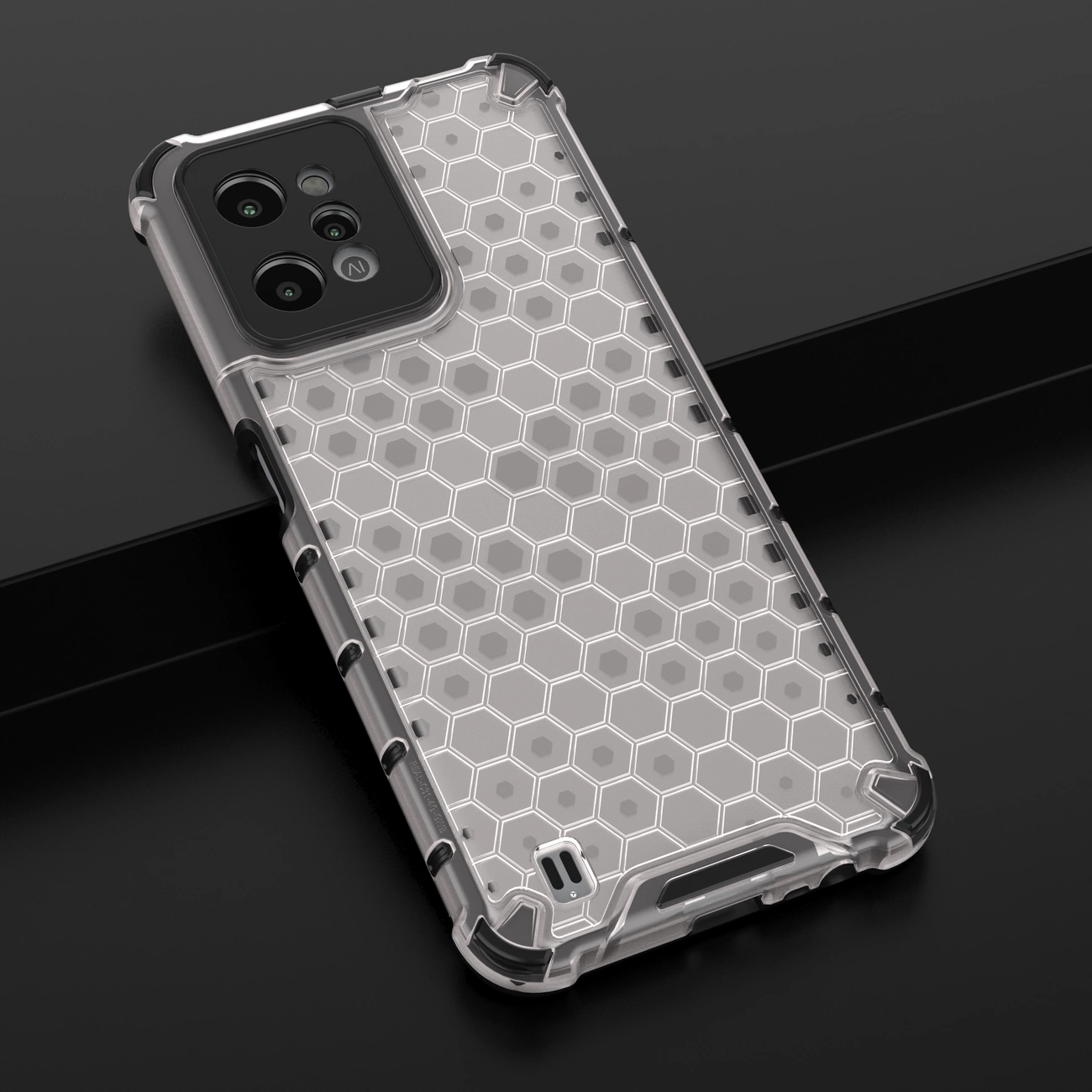 Honeycomb case armored cover with a gel frame Realme C31 transparent_19