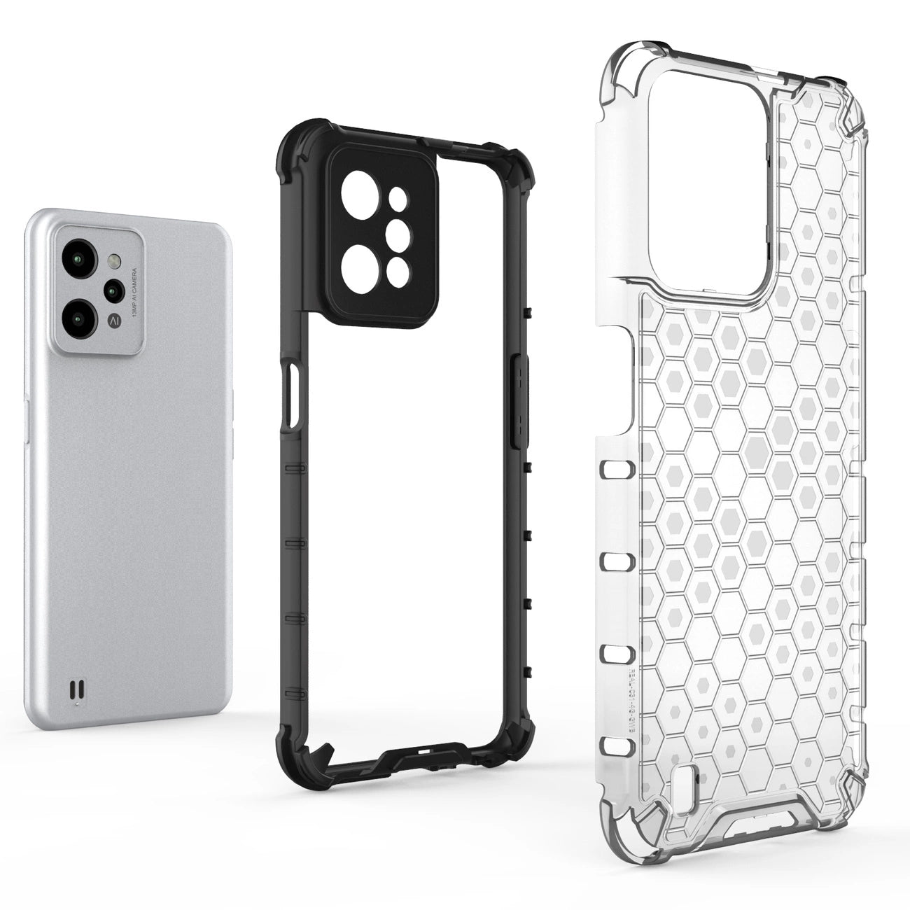 Honeycomb case armored cover with a gel frame Realme C31 transparent_4