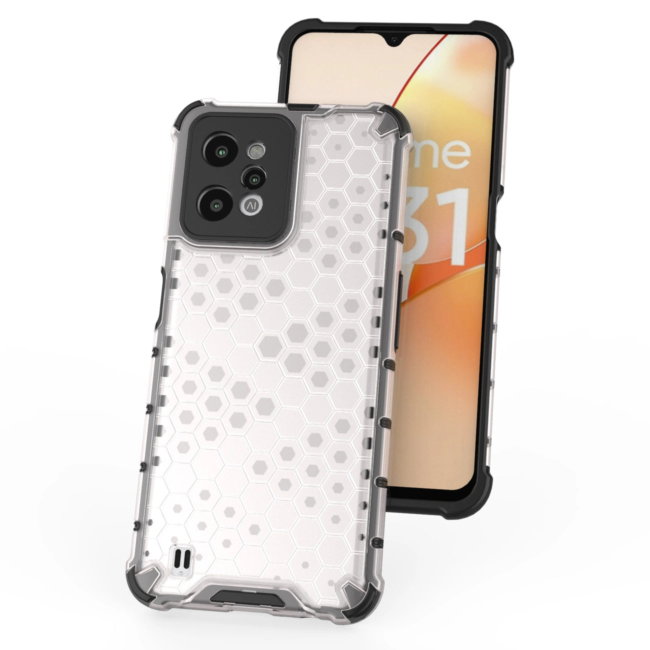 Honeycomb case armored cover with a gel frame Realme C31 transparent_6