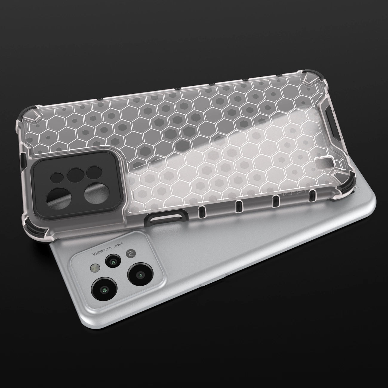 Honeycomb case armored cover with a gel frame Realme C31 transparent_7