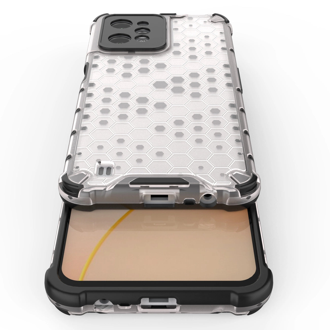 Honeycomb case armored cover with a gel frame Realme C31 transparent_8