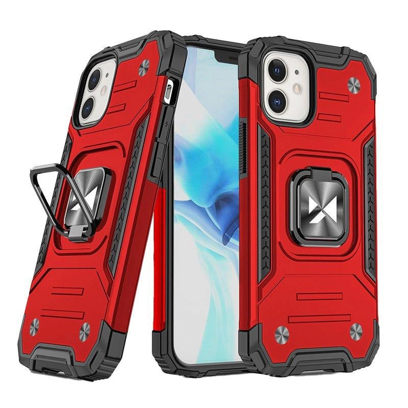 Wozinsky Ring Armor case for iPhone 14 Plus armored cover magnetic holder ring red_0