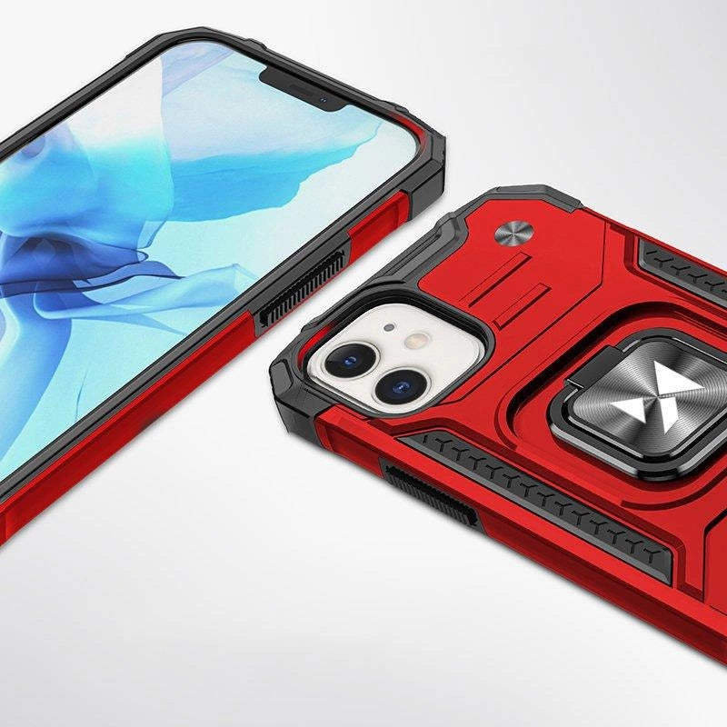 Wozinsky Ring Armor case for iPhone 14 Plus armored cover magnetic holder ring red_1
