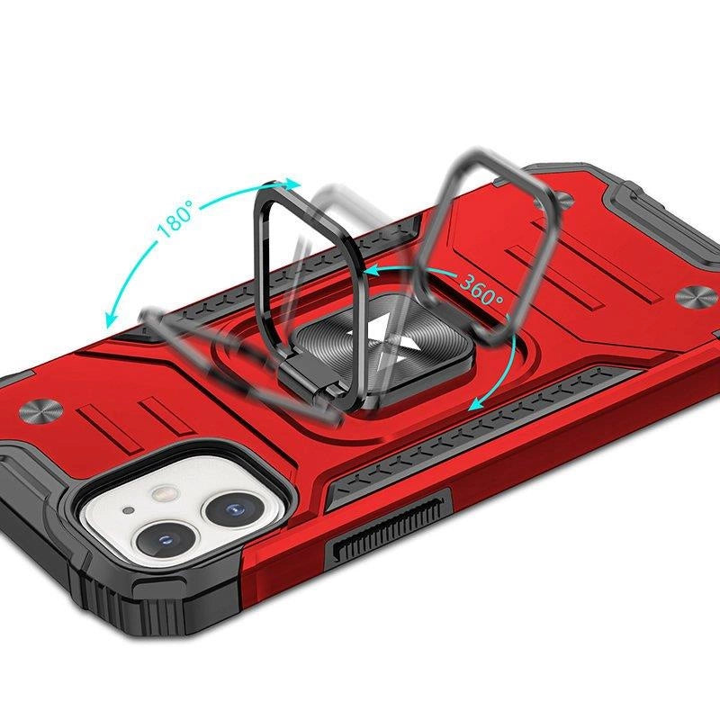 Wozinsky Ring Armor case for iPhone 14 Plus armored cover magnetic holder ring red_4