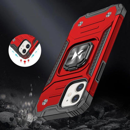 Wozinsky Ring Armor case for iPhone 14 Plus armored cover magnetic holder ring red_6