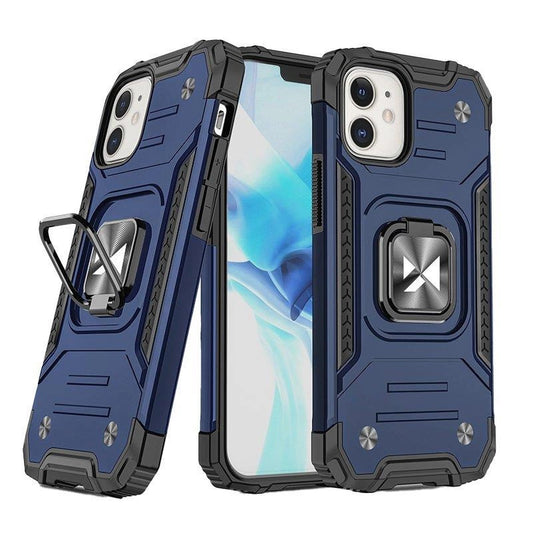 Wozinsky Ring Armor case for iPhone 14 Plus armored cover magnetic holder ring blue_0