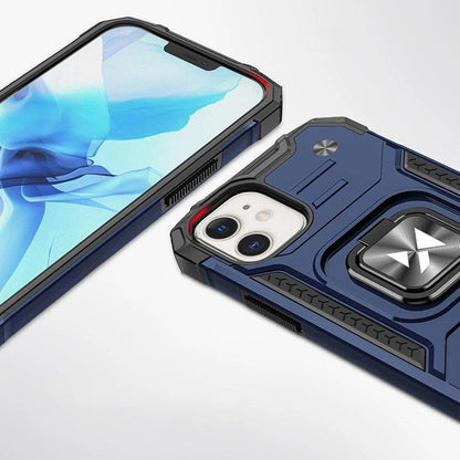 Wozinsky Ring Armor case for iPhone 14 Plus armored cover magnetic holder ring blue_1
