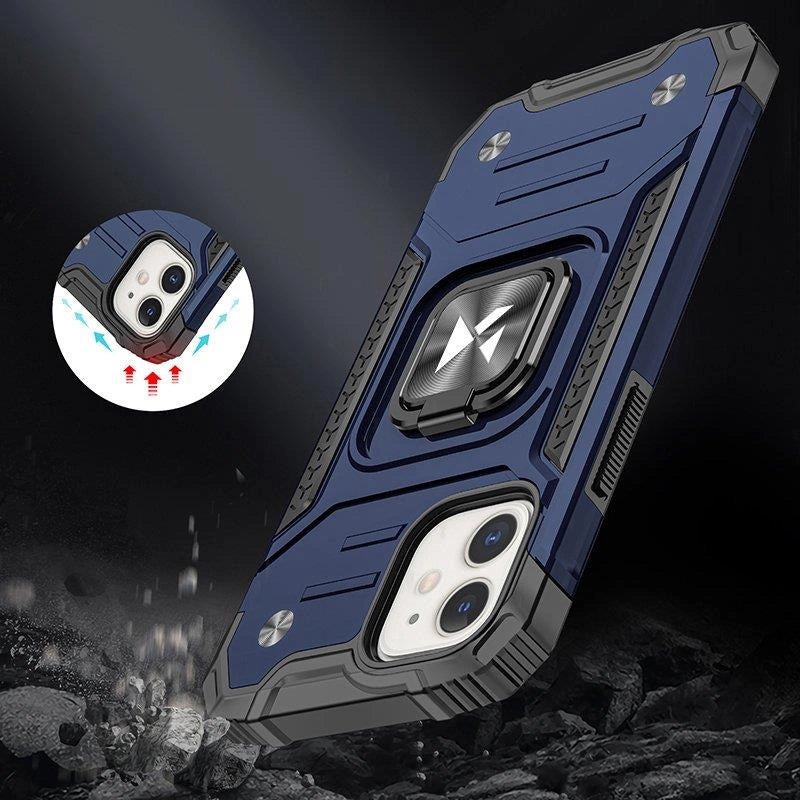 Wozinsky Ring Armor case for iPhone 14 Plus armored cover magnetic holder ring blue_5