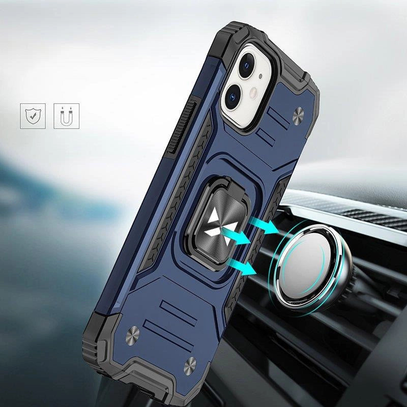 Wozinsky Ring Armor case for iPhone 14 Plus armored cover magnetic holder ring blue_6
