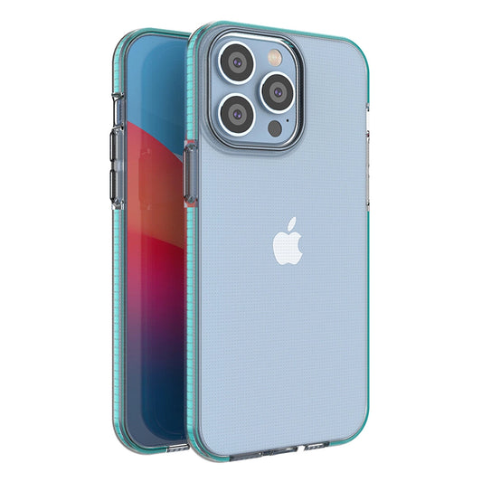 Spring Case for iPhone 14 Pro Max silicone cover with frame light blue_0
