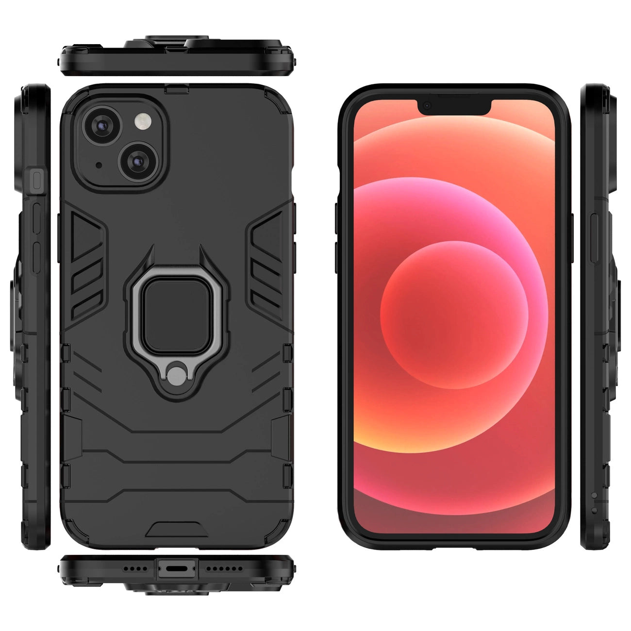 Ring Armor case for iPhone 14 Pro Max armored cover magnetic holder ring black_5