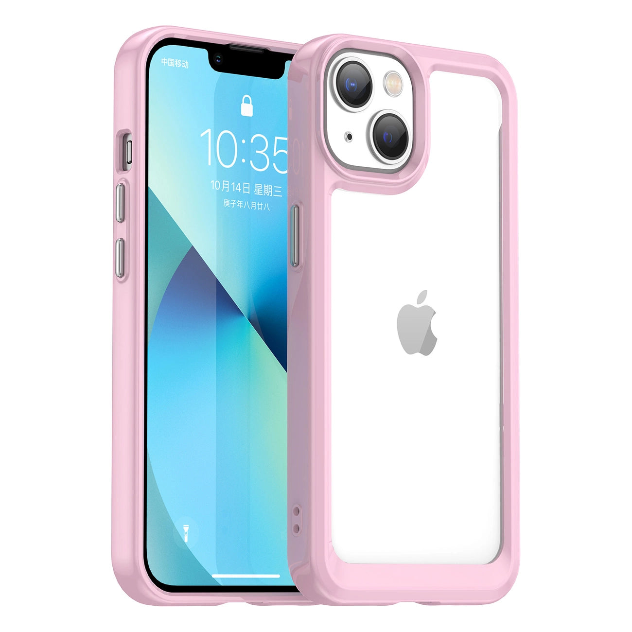 Outer Space Case iPhone 14 Plus hard cover with a gel frame pink_0