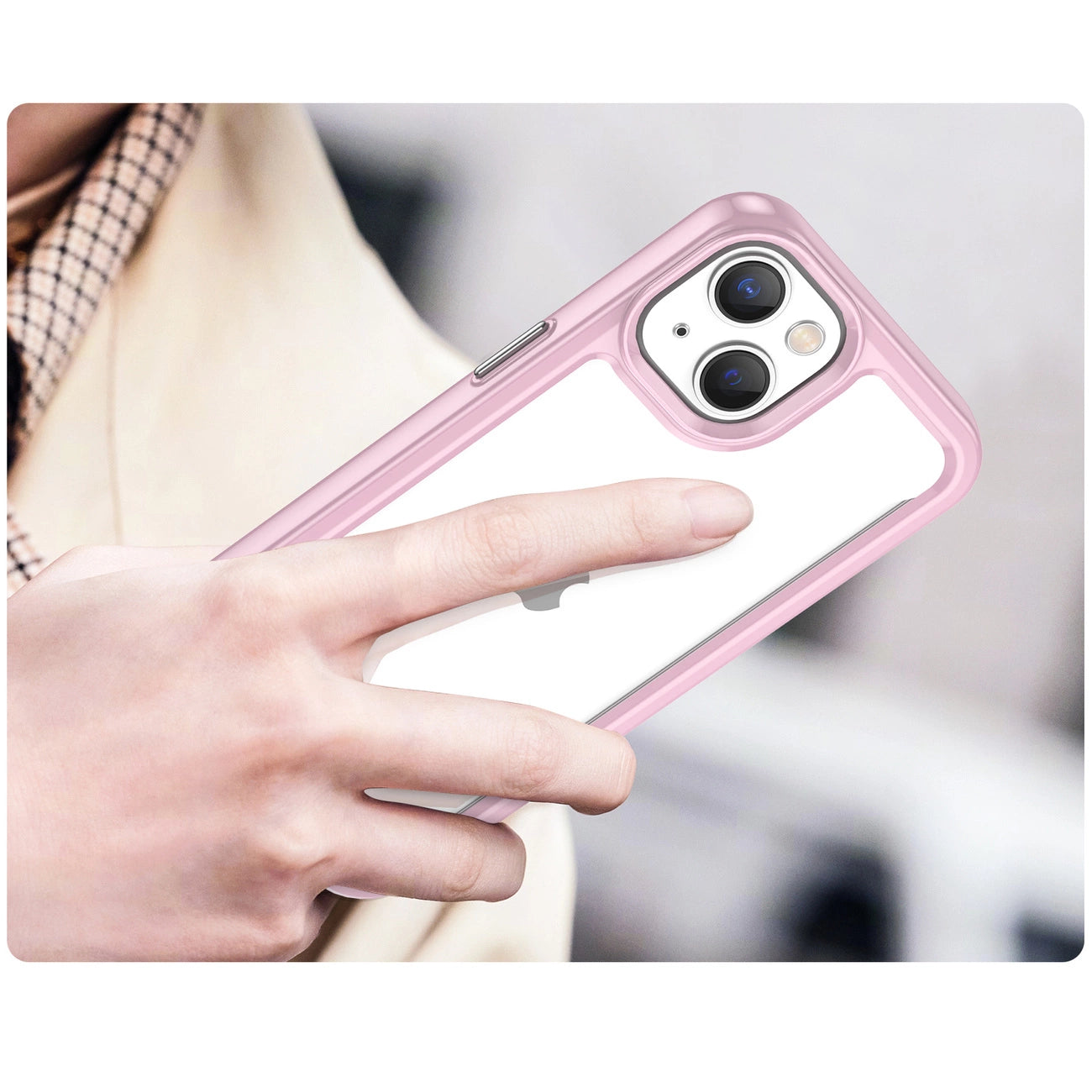 Outer Space Case iPhone 14 Plus hard cover with a gel frame pink_4