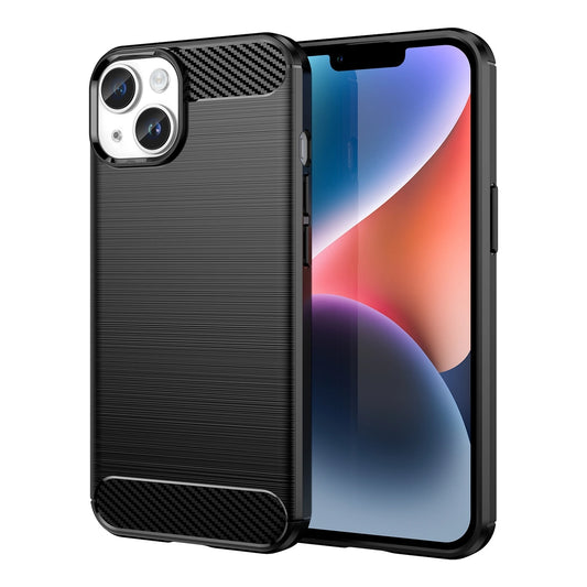 Carbon Case for iPhone 14 Plus flexible gel back cover black_0