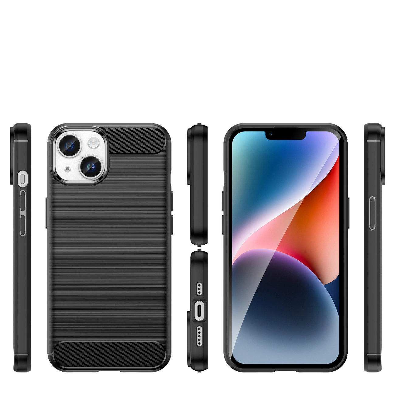 Carbon Case for iPhone 14 Plus flexible gel back cover black_1