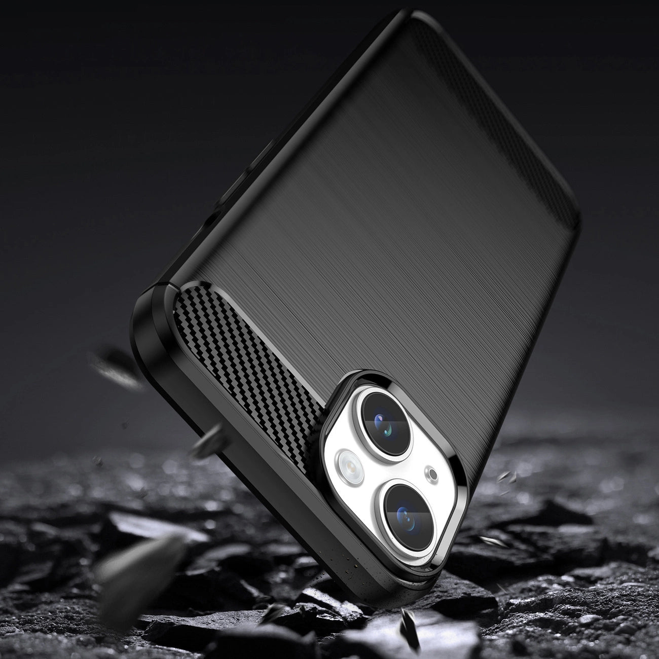 Carbon Case for iPhone 14 Plus flexible gel back cover black_2