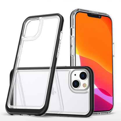 Clear 3in1 case for iPhone 14 silicone cover with frame black_0